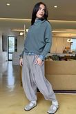Conrad Batwing Ruffle Cuff Knit Deep Sage